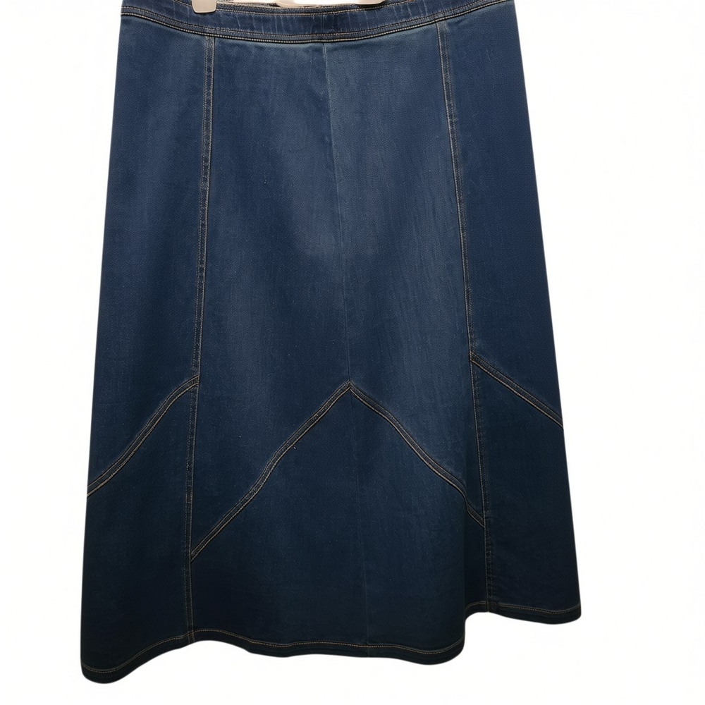 D&Co. Seamed Asymmetric Denim Maxi Skirt Size 12 Cabincore Country